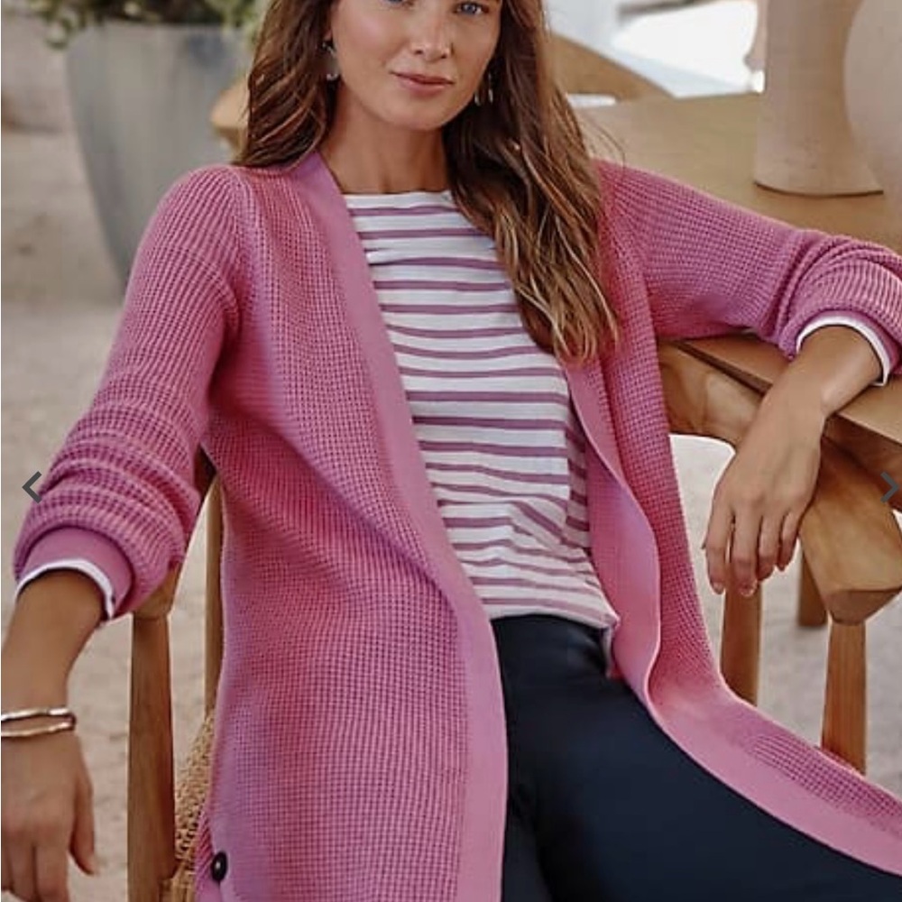 J. Jill Textured Open-Front Cardi Pink Sapphire